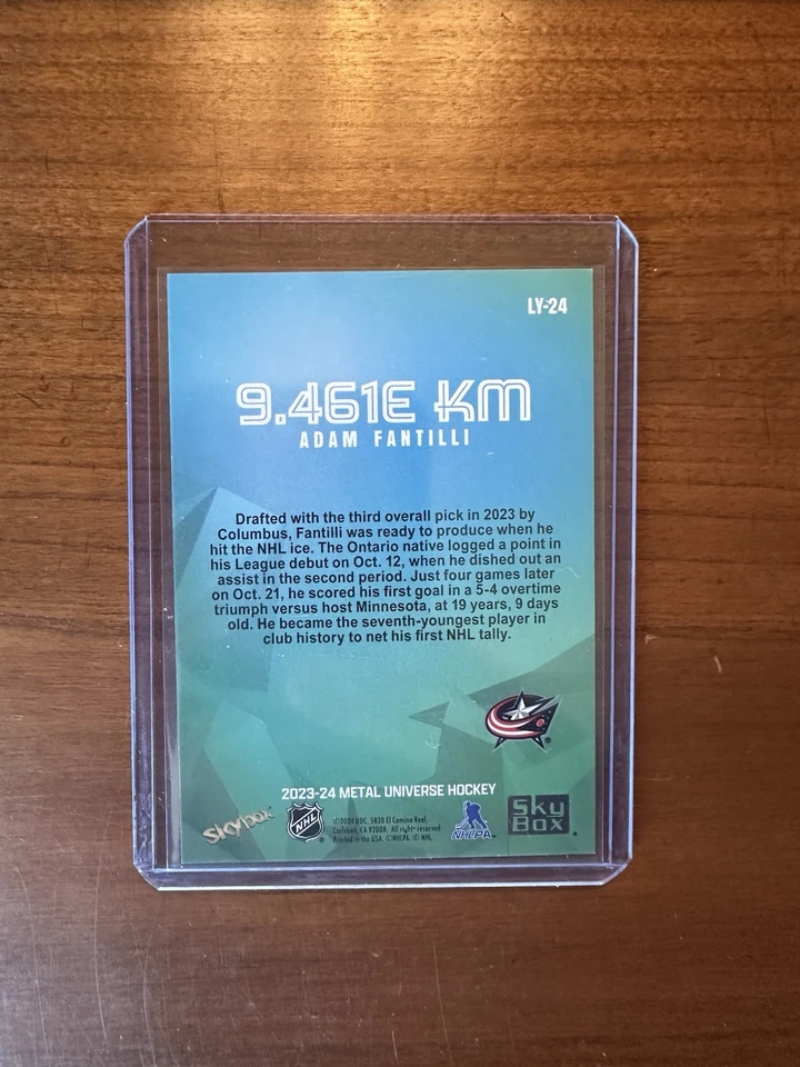 2023-24 Skybox Metal Universe 9641e KM Adam Fantilli #LY-24 Rookie RC - Image 2 of 2