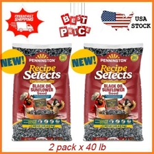 2pack Pennington Recipe Selects Black Oil Sunflower Seed Dry Wild Bird Feed 40lb