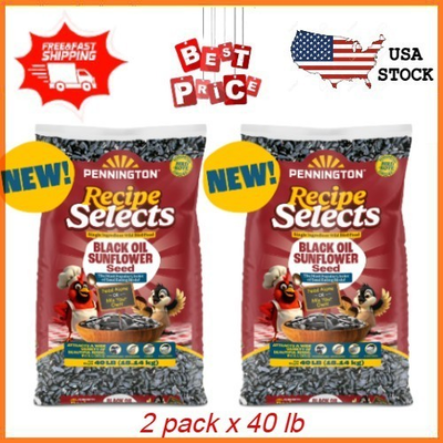 #ad 2pack Pennington Recipe Selects Black Oil Sunflower Seed Dry Wild Bird Feed 40lb $42.29