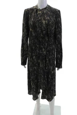 Isabel Marant Womens Silk Abstract Print Long Sleeve Maxi Dress Black Size 40