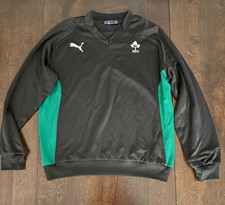 Vintage Puma Ireland IRFU Rugby Training Top Black Green Long Sleeve Size L