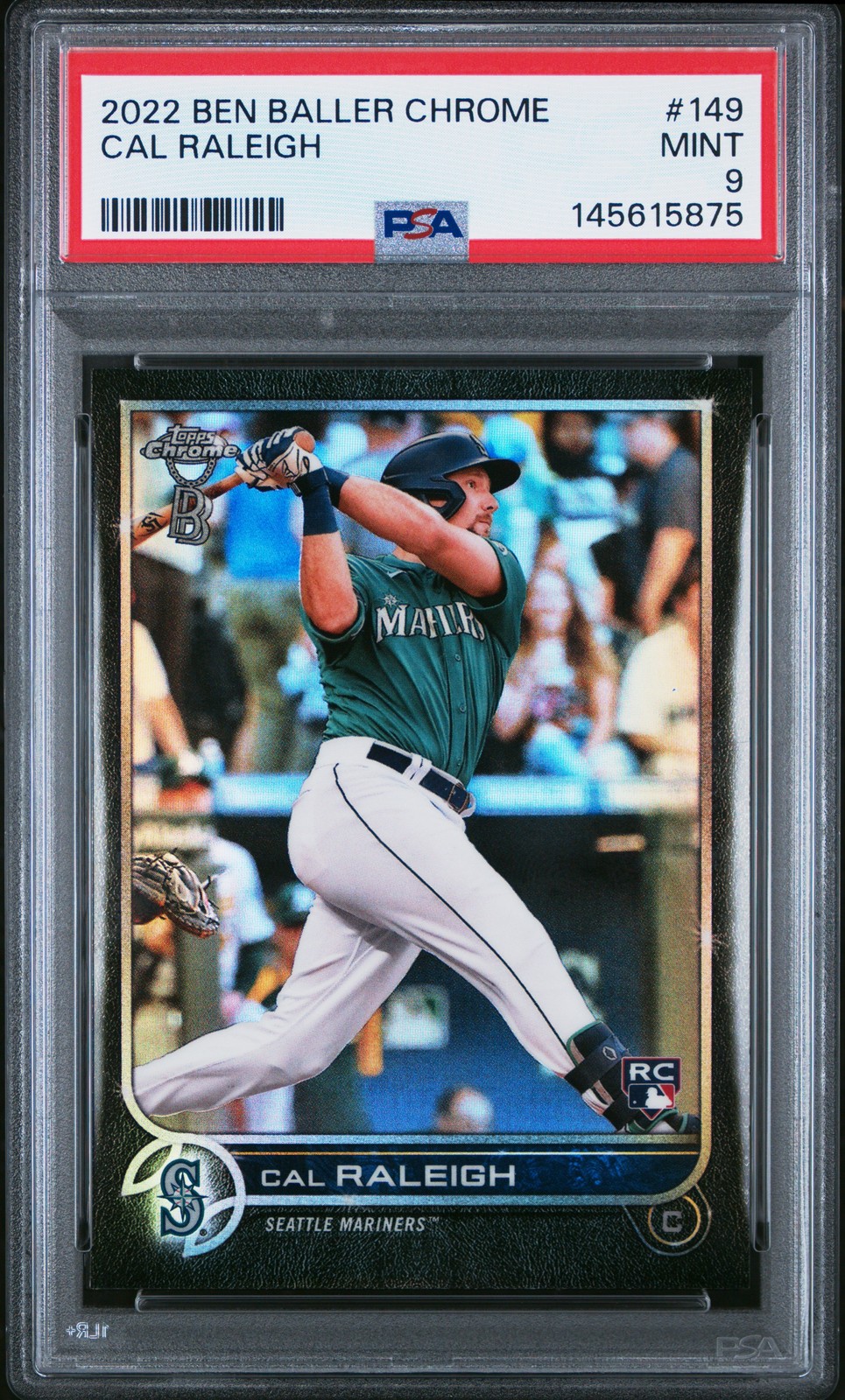 2022 TOPPS CHROME BEN BALLER #149 CAL RALEIGH ROOKIE RC PSA 9