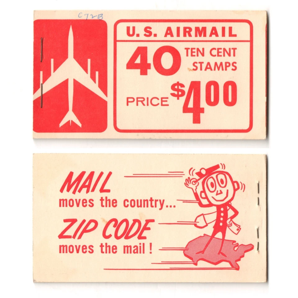 US 1968 Complete Air Mail Stamp Booklet # BKC20 Mint OG NH SCV$12 - Image 2 of 2