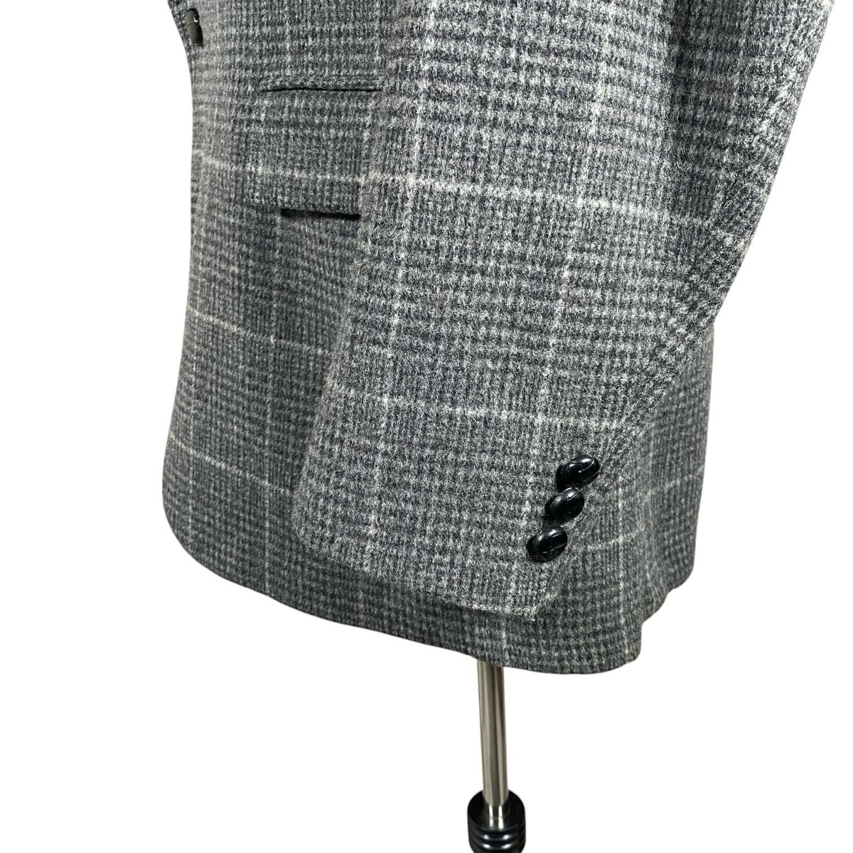 ス*ズ様 FLANNEL CHECK COAT GREY Vintage Glenshire Sport Coat 42 44 Wool Flannel Prince of Wales