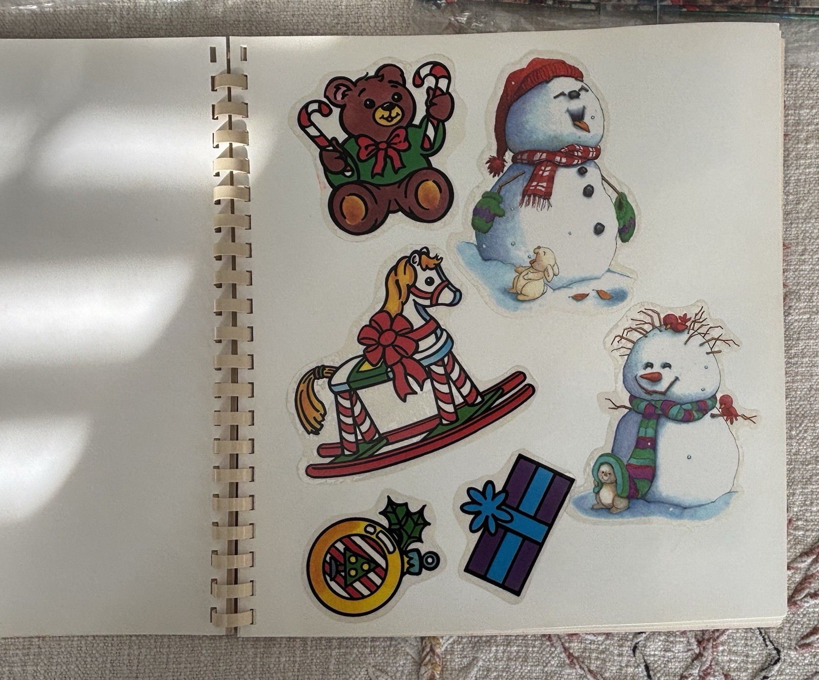 Vintage Christmas Wrapping Paper Lot And Window Cling Book Full Of Cute Designs