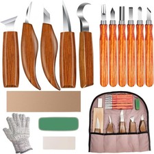 Wood Carving Kit 16PCS Wood Carving Tools Hand Carving Knife Set with Anti-Slip