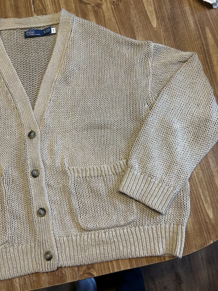 Cárdigan grueso con cuello en V Ralph Lauren XXL para mujer Foto 3 de 4