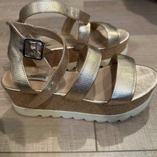 STEVE MADDEN KIRSTEN GOLD SANDALS PLATFORM SIZE 8