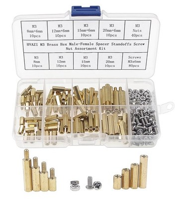 HVAZI M3 Brass Hex Spacer Standoffs Screw Nut Assortment Kit;Male-Female