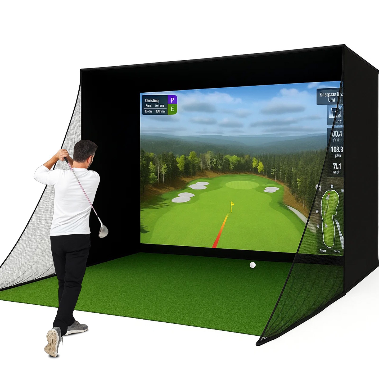 Simulator Enclosure Net Sturdy Indoor Golf Cage For Home