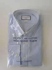 NWT Charles Tyrwhitt Shirt 17.5/35 Button Up Slim Fit Sky Twill Point Collar