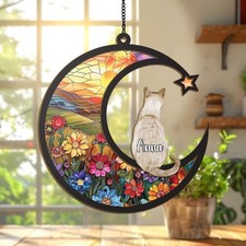 Personalized Couple Cat Memorial Suncatcher, Custom Breed Name Cat Loss Gift