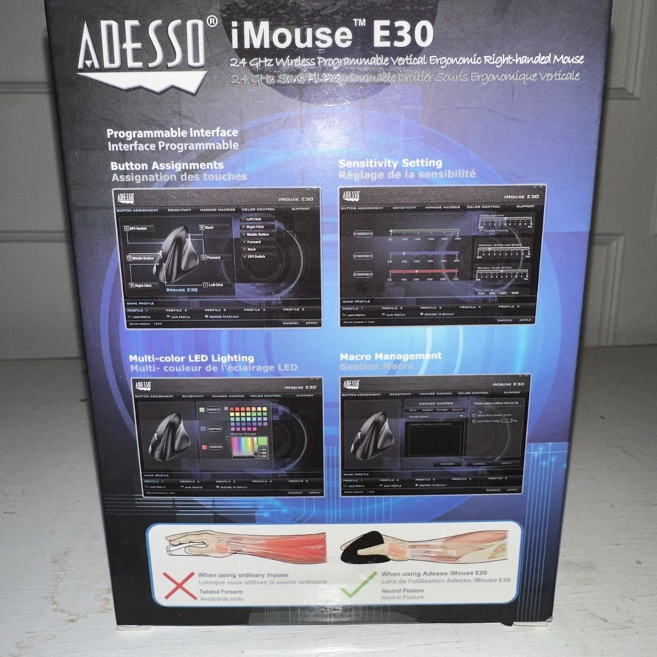 Adesso IMouse E30 2.4GHz Wireless Ergonomic Vertical Right-Handed Mouse - Image 2 of 4