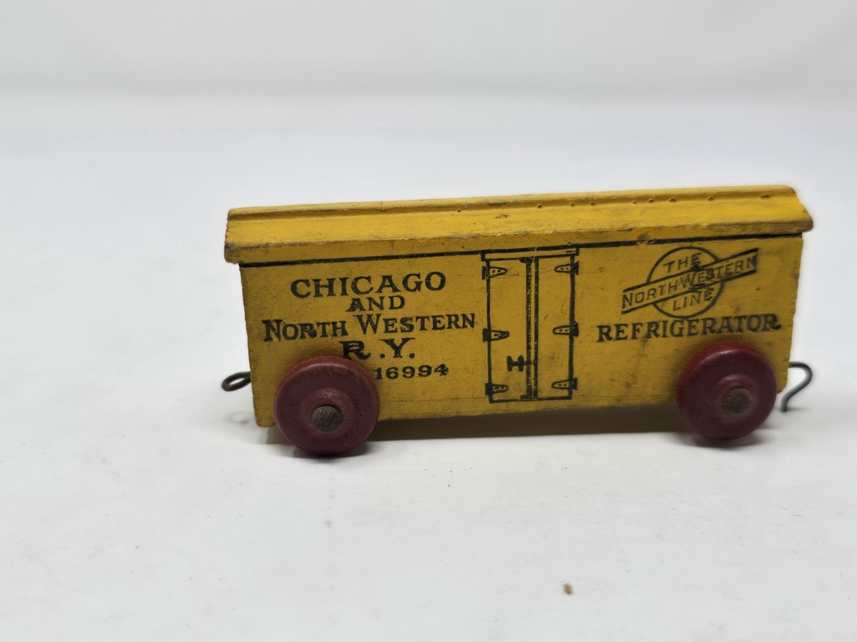 Vintage Strombecker Wooden Toy Train Car Chicago Northwestern