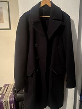 BROOKS BROTHERS MEN DOUBLE FACED WOOL TOP COAT MEDIUM, NAVY BLUE