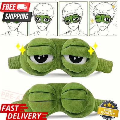 3D Frog Sleep Mask Soft Plush Cartoon Eyeshade Blindfold for Women Men Travel
