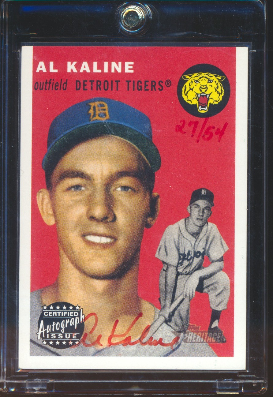 AL KALINE 2003 Topps Heritage Red Ink Real One On Card Auto 27/54