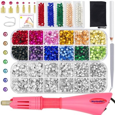 Worthofbest Hot Fix Rhinestone Applicator Tool 4 Piece Set, Color mix 1+Bag