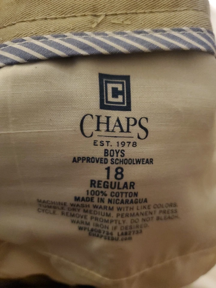 NUEVO CON ETIQUETAS CHAPS Aprobado Ropa Escolar 250 Caqui Uniforme Pantalones Talla 18 Regular 30" Foto 3 de 4