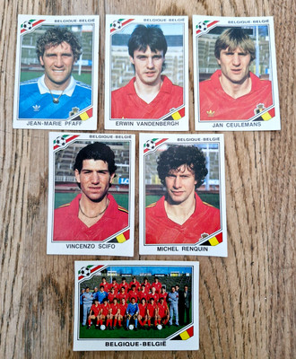 6 X UNBENUTZTE PANINI MEXIKO 86 BELGIEN SPIELERSTICKER 129 130 134 138 140 142