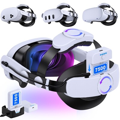 Head Strap w/15000mAh Battery for Meta Quest 3/Quest 3S/2 Adjustable Elite Strap