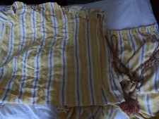 Tende vintage a righe gialle cravatte schienali larghe 35 profondità 86