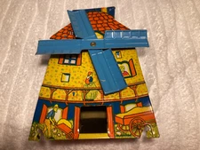 Vintage 1940's Windmill Sand Toy T. Cohn Dutch Flour Mill Tin Litho