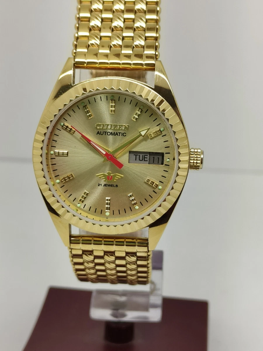 Citizen 21 Jewels Automatic Refurbished Wrist watch Golden Color dail day date