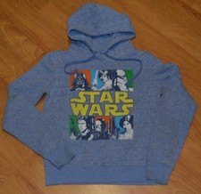Retro Star Wars Pop Art Characters Heather Blue Hoodie Sweatshirt Youth Small