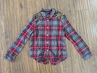 EUC Size 8 10 Freshman 1996 Girl Plaid Glitter Sequin Gray Burgundy Black Shirt — photo 1