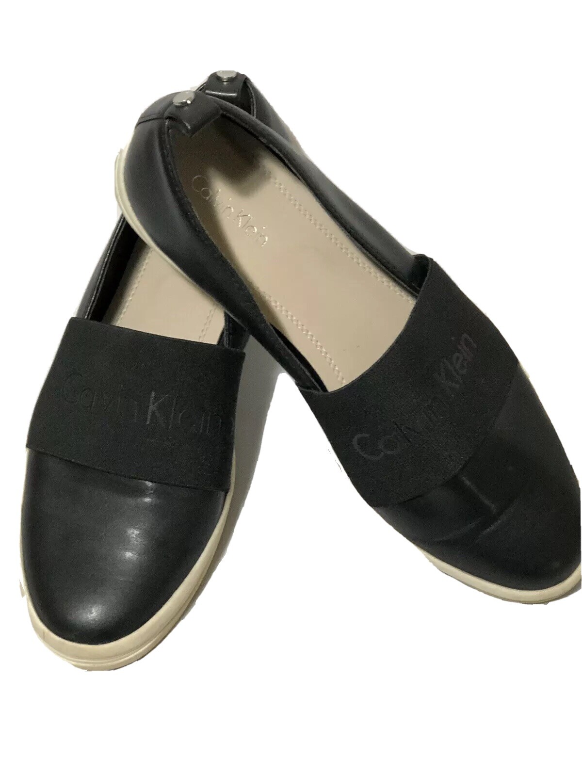 calvin klein black slip on shoes