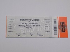Baltimore Orioles Chicago White Sox MLB Baseball Vintage Ticket Stub Aug 27 2012