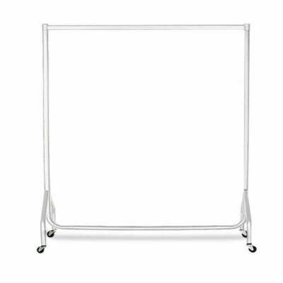 MSF SUPERIOR HEAVY DUTY WHITE CLOTHES RAIL GARMENT RACK HOME STORAGE 5FT LONG 5ftTal