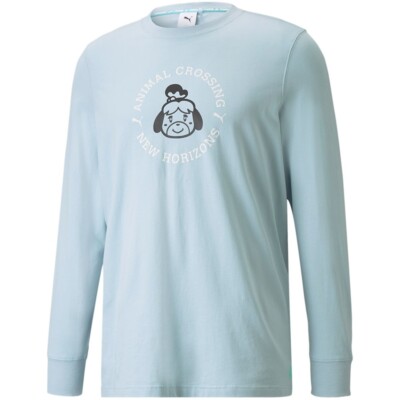 PUMA X ANIMAL CROSSINGS Men s New Horizons L/S  T-Shirt LT Sky Size M NWT NEW