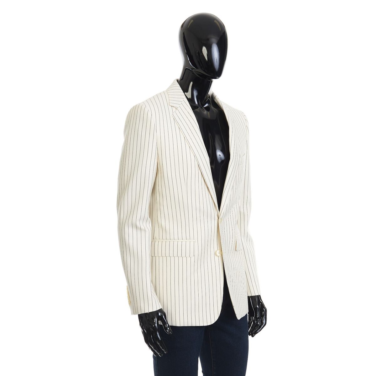 CELINE 3500$ Classic Jacket - Ecru/Black Striped Wool, 2btn CELINE 3500$ Classic Jacket - Ecru/Black Striped Wool, 2btn