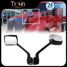 Chrome Hood Mirror W/Mounting Driver LH Side For Kenworth T680 Peterbilt 579 587