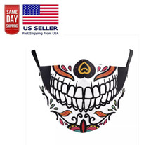 Sugar Skull Face Mask Washable Reusable Biker Halloween US Seller Fast Ship New
