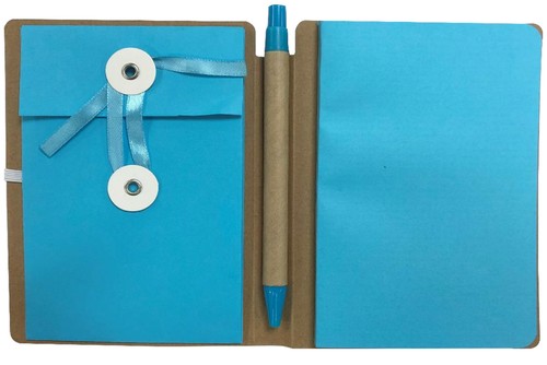 A6 Notepad Retractable Pen Recycled Materials Plain White Paper & Trinket Pocket - Picture 6 of 12