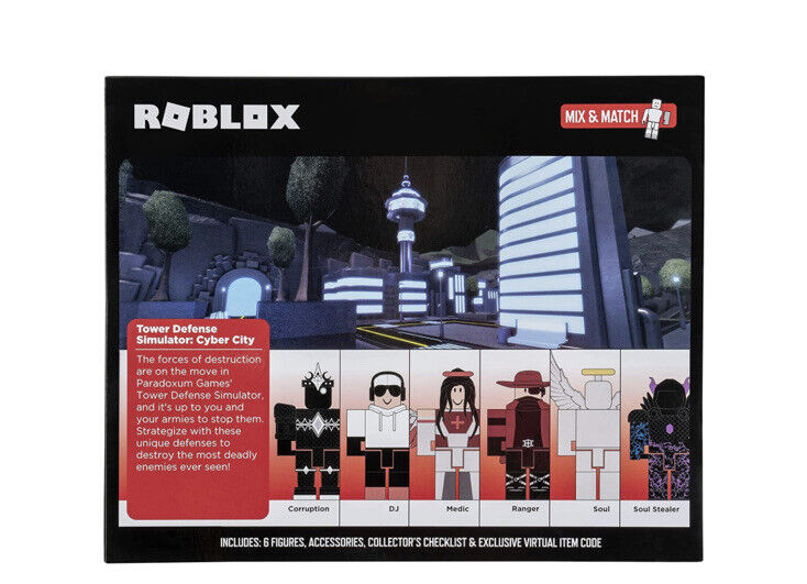  Roblox Action Collection - Tower Defense Simulator: Cyber City  Six Figure Pack [Includes Exclusive Virtual Item] : Toys & Games