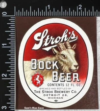 Stroh's Bock Beer Label - MICHIGAN