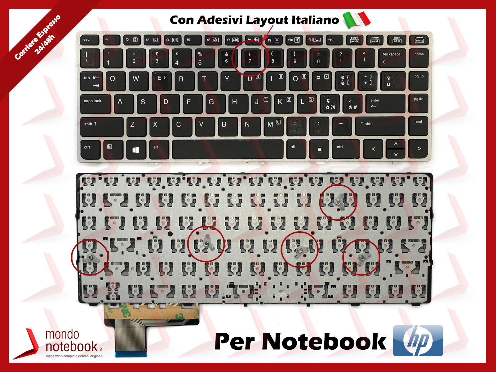 Tastiera HP Elitebook Folio 9470M con ADESIVI LAYOUT ITALIANO 702843-061