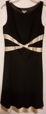 Ann Taylor Black & White Striped Sleeveless Lined Side Zip Dress w/ Bow size 4