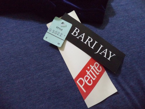 RARE NEW VINTAGE BARI JAY VELVET SATIN DRESS EVENING BALL GOWN NAVY WOMENS 9 10 - Picture 4 of 5