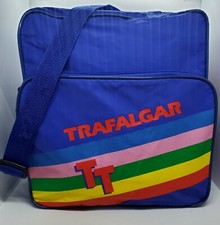Trafalgar 1980s Vintage Tote Crossbody Shoulder Bag Blue Rainbow Travel Carryon