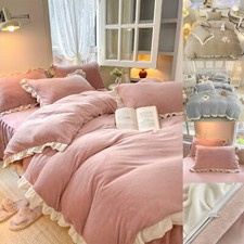 Neu Rüschen Bettbezug Deckenbezug Winter Bettwäsche Plüsch Bettbezug Kissenbezug