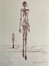 Alberto Giacometti Lithograph ' Donna ' COA Original Signed Numbered By Hand