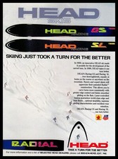 1990 Head Ski Racing GS & SL sci costruzione radiale sci neve pubblicità stampa vintage