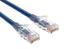 7ft Cat6 Ethernet Patch Cable with Clear Boot, UTP, Pure Bare Copper, Blue