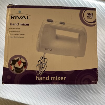 RIVAL Hand Mixer 125 watts 5 Speeds Chrome Beaters Eject Function  HM-708