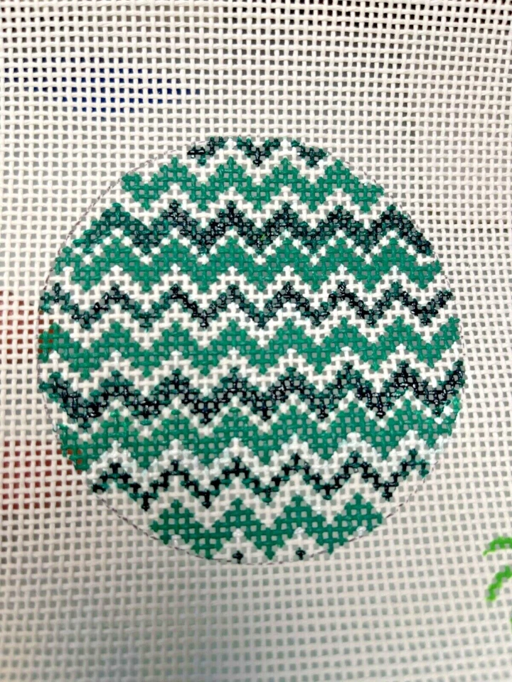 Handpainted needlepoint Dark, Color of  Green Ornaments 13ct Zweigart - Image 2 of 3